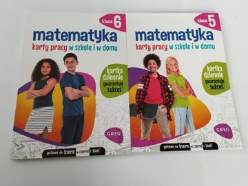 2x KARTY PRACY 5 Matematyka kl 5-6. Nauka w domu i szkole Greg Nowość