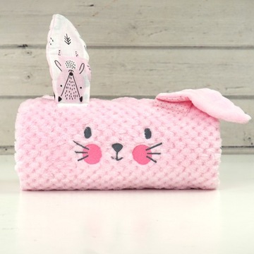 Мягкий плед для коляски, аппликация ЗАЙЧИК, вышивка имени.