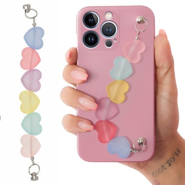 Etui Metalic Róż do IPHONE 13 PRO Łańcuszek Serca