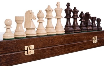 SZACHY TURNIEJOWE DREWNIANE DRUKOWANE BRĄZ DUŻE 48 cm OUTLET GRA PLANSZOWA