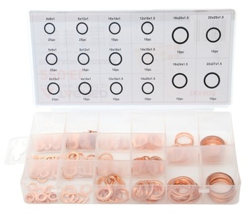 МЕДНЫЕ ШАЙБЫ УПЛОТНИТЕЛЬНЫЕ НАБОР МЕДНЫХ ШАЙБ 220 ШТ.