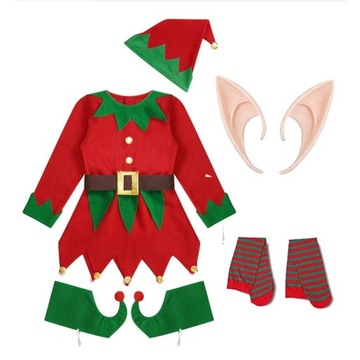 Kostiumy bożonarodzeniowych elfów ze skarpetkami Ubierz rekwizyty do zdjęć XXXL dla osób o wzroście od 170 do 180 cm