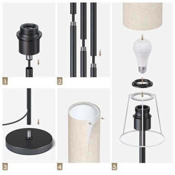 СОВРЕМЕННЫЙ ТОРШЕР, ЛЬНЯНОЙ АВАТОР С ЛАМПОЧКОЙ E27, 164 СМ