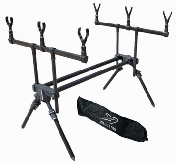 STANOWISKO WĘDKARSKIE GRUNTOWE KARPIOWE STOJAK ROD POD 3 WĘDKI + POKROWIEC