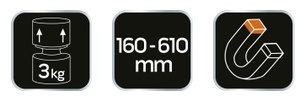ТЕЛЕСКОПИЧЕСКИЙ МАГНИТНЫЙ ЗАХВАТ 160-610 мм, 3 кг NEO Tools MAGNET