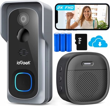 2K WIDEODOMOFON WIFI KAMERA 3MP DOMOFON DZWONEK SD