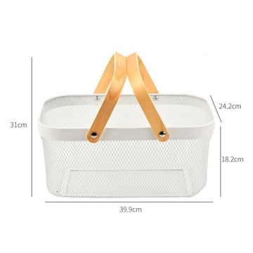 МЕТАЛЛИЧЕСКАЯ КОРЗИНА С ДЕРЕВЯННОЙ РУЧКОЙ ДЕКОРАТИВНАЯ КОРЗИНА ДЛЯ ХРАНЕНИЯ ЛОФТ