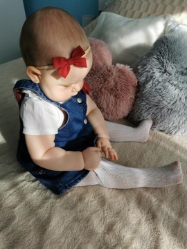 Детский ободок с бантиком, бордовый и бежевый