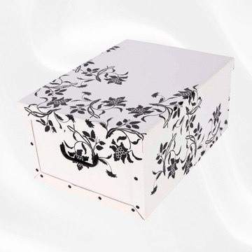 Белый ящик с черными цветами, для хранения ценных вещей, для дома