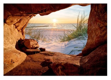 FOTOTAPETA PLAŻA MORZE JASKINIA WIDOK NATURA 3D TAPETA NA ŚCIANĘ 368x254
