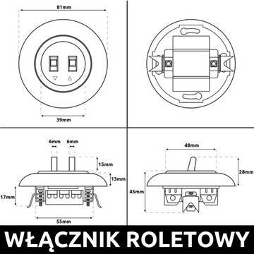 LOFT RETRO ВИНТАЖНЫЙ ПЕРЕКЛЮЧАТЕЛЬ, УПРАВЛЯЮЩИЙ ЖАЛЮЗИ JLM