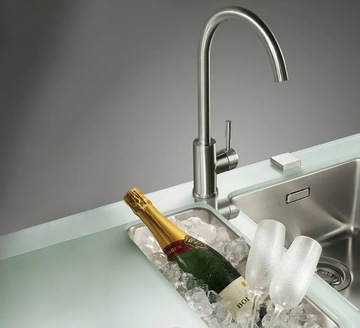 КУХОННЫЙ Смеситель для мойки, ВЫСОКОВРАЩАЮЩИЙСЯ, ПОДВИЖНЫЙ, ДУГА, Смеситель для раковины, ХРОМ