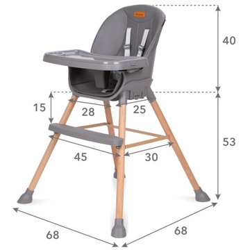 Kidwell EATAN WOOD стул деревянный 4в1 Серый