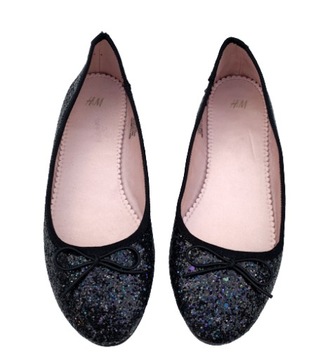 Balerinki H&M Brokatowe Czarne 36 Nowe 23,5