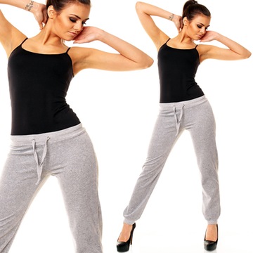 SPODNIE DRESOWE DAMSKIE welurowe dresy fitness 8 KOLORÓW M