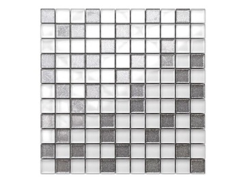 MOZAIKA SZKLANA PURE CRYSTAL SREBRNA BIAŁA 30x30