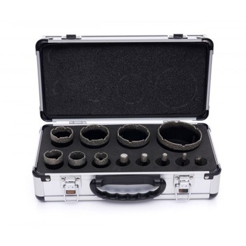 НАБОР АЛМАЗНЫХ КОРОНОЧНЫХ ПИЛОВ В КОРПУСЕ 6-68мм 11шт. ДЛЯ КЕРАМИЧЕСКОЙ ПЛИТКИ