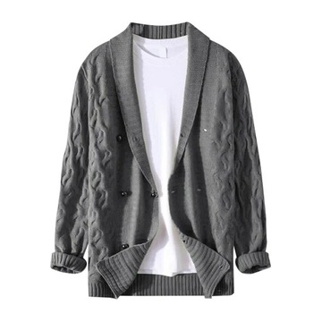 Mens Knitted Button Cardigan Sweater Coat Solid Co