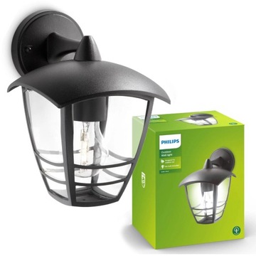 Садовый светильник PHILIPS Светодиодный фасадный настенный светильник CREEK E27 черный LANTERN