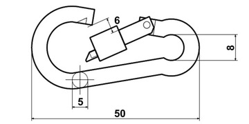 КАРАБИН С ЗАЩИТОЙ БОЛЬШОЙ 5 мм ОЦИНКОВАННЫЙ