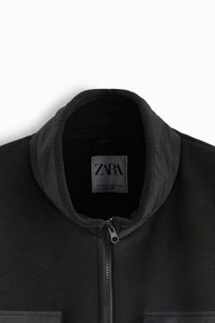 ZARA MAN POLAROWA BLUZA NA ZAMEK CZARNA ZIMA MĘSKA KIESZENIE L-XL