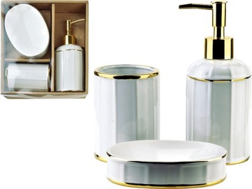 CIRI WHITE Zestaw łazienkowy 3w1 Dozownik 350ml Mydelniczka Kubek - BIAŁY