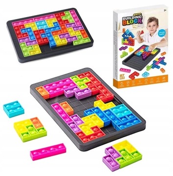 Zabawka Pop It Układanka Klocki Tetris Puzzle 3w1 Idealna dla dzieci