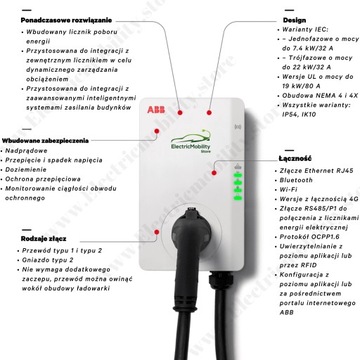EVSE Stacja ABB Terra AC 22kW|Typu2|5m|RFID|4G
