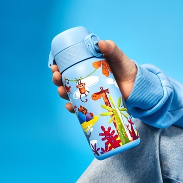 ЛЕГКАЯ СТАЛЬНАЯ БУТЫЛКА ДЛЯ ВОДЫ НЕРЖАВЕЮЩАЯ СТАЛЬ ANIMALS MONKEY ION8 0,4 л