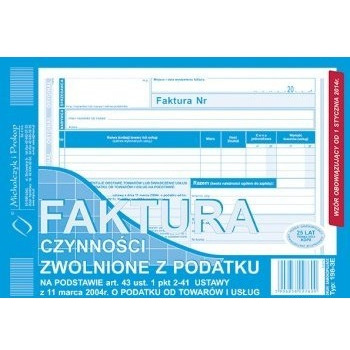 198-3E Faktura czynności zwolnione z podatku A5 (o