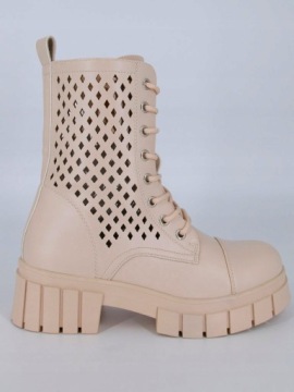 АЖУРНЫЕ БОТИНКИ TRAPERS БЕЖЕВЫЕ ВЕСЕННИЕ КОЖАНЫЕ ТУФЛИ 36