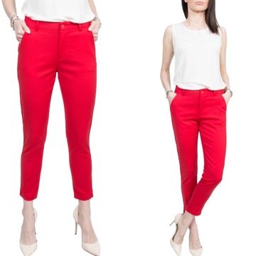 CZERWONE ELEGANCKIE SPODNIE CYGARETKI roz. 50
