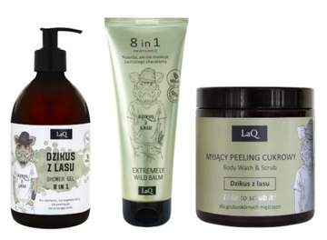 LAQ DZIKUS ZESTAW MĘSKI 3cz ŻEL 500+BALSAM+PEELING