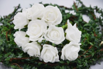 ПЕННЫЕ РОЗЫ, ЦВЕТЫ, 10 ШТ, белые