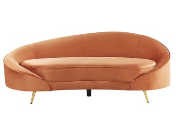 Sofa welurowa w stylu pomarańczowa szmaragdowa