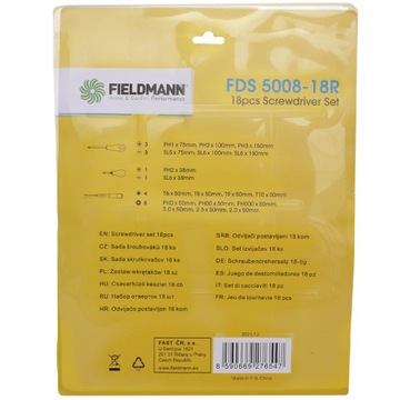 Отвертки сменные биты FDS 5008-18R НАБОР 18 шт.
