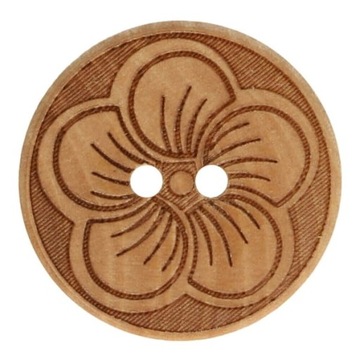 Guzik drewniany / 20 mm / With flower / 1 szt.