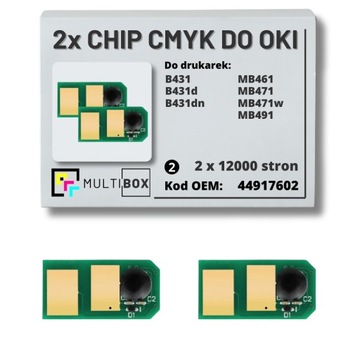 2-pak zestaw na 2x 12000 stron CHIPY do OKI B431dn Multibox 44917602