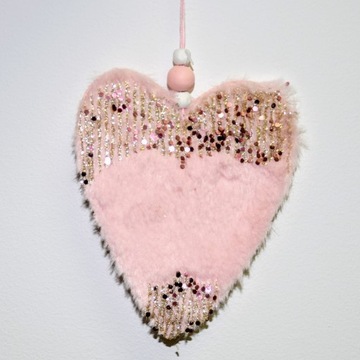 OZDOBA CHOINKOWA RÓŻOWE SERCE 23CM PREZENT OZDOBA