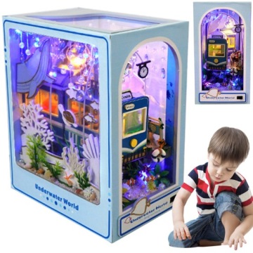 Sada Book Nook Pro Dospělé Diy Miniaturní Domeček Led Osvětlení