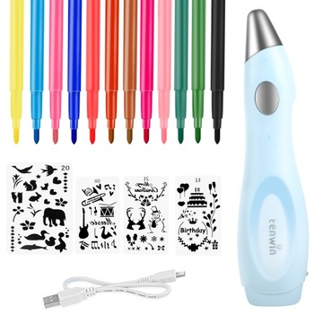 НАБОР РУЧОК ДЛЯ РАСПРОСТРАНЕНИЯ AIRBRUSH FUN, 12 ЦВЕТОВ, 7 трафаретов