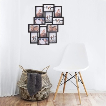 НАБОР ФОТОРАМОК ЧЕРНЫЕ МУЛЬТИРАМКИ 12 шт. ФОТОГАЛЕРЕЯ 59х50,5см