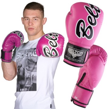 BELTOR VICTOUS RĘKAWICE BOKSERSKIE TRENINGOWE RÓŻOWE 14 OZ