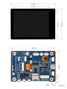 ESP32-S3 2.8inch ekran dotykowy DAC PCM5101 QMI8658 PCF85063 RTC