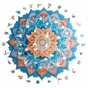 PUZZLE DREWNIANE NIEBIESKA MANDALA MEGA 650 elementów 3XL