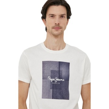 PEPE JEANS KOSZULKA MĘSKA T-SHIRT WELSCH ECRU r.M