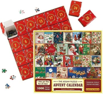 Kalendarz Adwentowy puzzle 1000el Mikołaj Boże Narodzenie Mikołajki