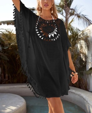 БОХО ТУНИКА ДЛЯ ПЛЯЖА, ВОЗДУХ, СВОБОДНАЯ КЕПКА ПАРЕО