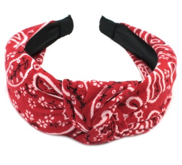 Opaska do włosów czerwona szeroka bandanka bandana turban supeł