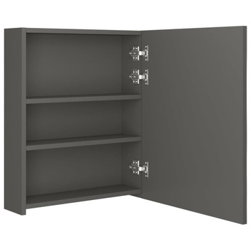 Шкаф для ванной комнаты с зеркалом и светодиодом, антрацит, 50х14х60 см